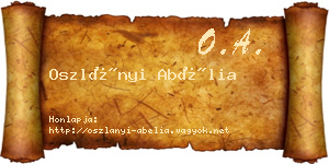 Oszlányi Abélia névjegykártya
